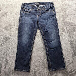 Silver Jeans Aiko Capri Womens 30 Stretch Denim Jeans Embroidered Pockets